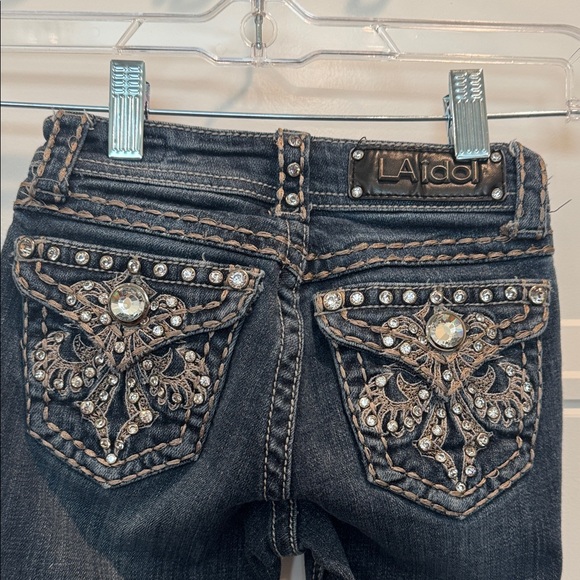 L.A. Idol Dark Blue Kids Jeans with Studded Pockets - Picture 2 of 7